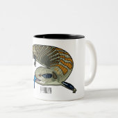 Blauwtongen cartoon illustratie tweekleurige koffiemok (Voorkant rechts)