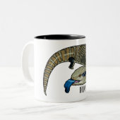 Blauwtongen cartoon illustratie tweekleurige koffiemok (Voorkant links)