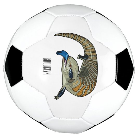 Blauwtongen cartoon illustratie voetbal (Gedraaid)