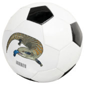 Blauwtongen cartoon illustratie voetbal (Drie kwart)