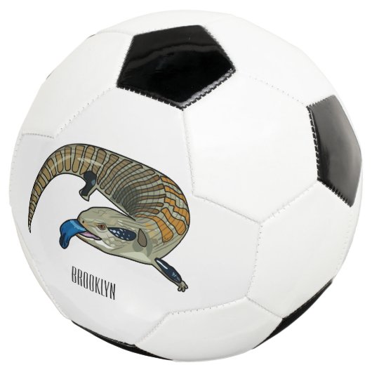 Blauwtongen cartoon illustratie voetbal (Drie kwart)