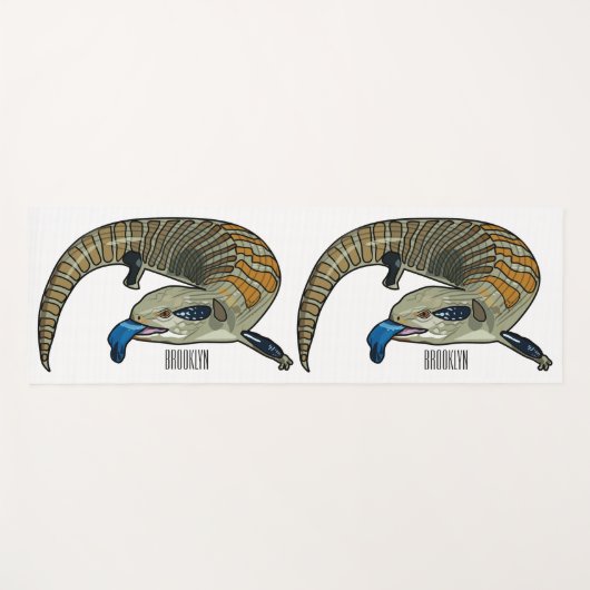 Blauwtongen cartoon illustratie yogamat (Voorkant (horizontaal))