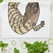 Blauwtonghagedis reptiel cartoon theedoek (Gevouwen)