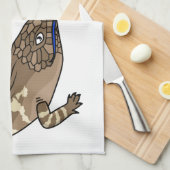 Blauwtonghagedis reptiel cartoon theedoek (Quarter Fold)