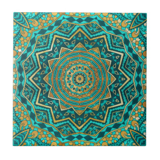 Blauwtopaz mandala tegeltje