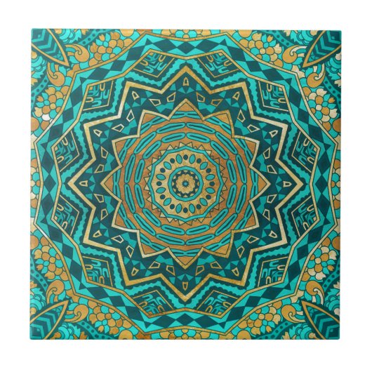 Blauwtopaz mandala tegeltje (Voorkant)