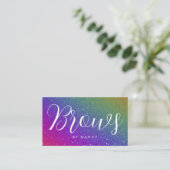 Blauwtypografie Rainbow Glitter Visitekaartje (Staand voorkant)