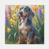 Blauwvink Coonhound Dog Spring Flowers Painting Magneet