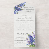 Blauwvintonijn Blauwe wilde bloem All In One Uitnodiging (Binnen)