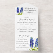 Blauwvintonijn Blauwe wilde bloem All In One Uitnodiging (Binnen)