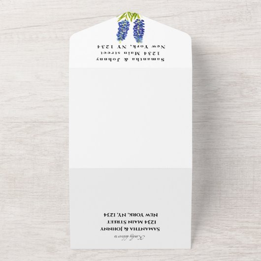 Blauwvintonijn Blauwe wilde bloemen All In One Uitnodiging (Buitenkant)