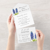 Blauwvintonijn Blauwe wilde bloemen All In One Uitnodiging (Afscheurbaar)