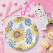 Blauwvintonijn en zonnebloem papieren bordje (Feest)