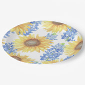 Blauwvintonijn en zonnebloem papieren bordje (Gekanteld)