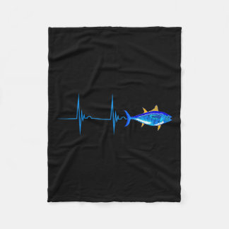 Blauwvintonijn Hartslag Ekg Pulseline Deep Zee Fis Fleece Deken
