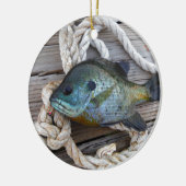 Blauwvintonijn op de haven en aan de touw keramisch ornament (Links)