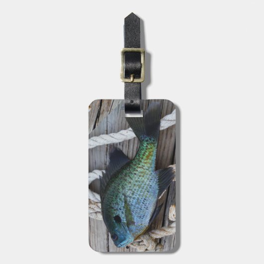 blauwvintonijn op het dok bagagelabel (Voorkant verticaal)