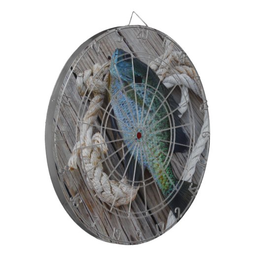 blauwvintonijn op het dok dartbord (Voorkant Links)