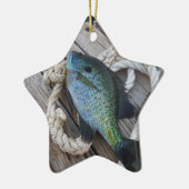 blauwvintonijn op het dok keramisch ornament (Links)