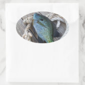 blauwvintonijn op het dok ovale sticker (Tas)