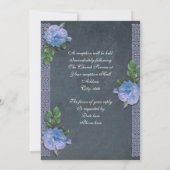 blauwvintonijn rozen krijtbordbruiloft Uitnodigin Kaart (Achterkant)