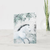 Blauwvintonijn winterbos Witte paarden Feestdagen Kaart (Voorkant)