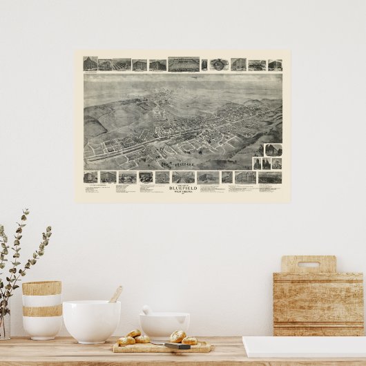 Blauwvintonijn, WV Panorama - 1911 Poster (Keuken)