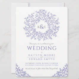 blauwvintonijnse monogram bruiloft kaart