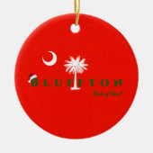 Blauwvintonijnstaat voor de geest van kerstfeestda keramisch ornament (Voorkant)