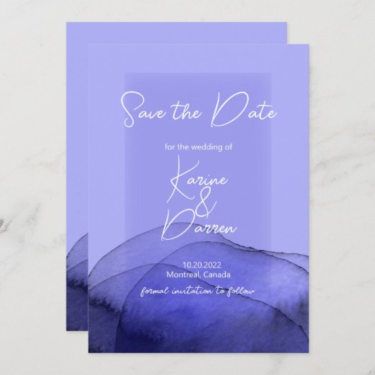 Blauwviolet Save The Date (Voorkant / Achterkant)