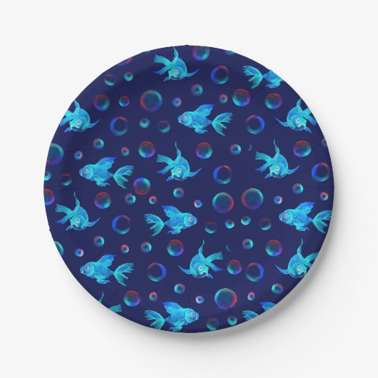 blauwvispatroon papieren bordje (Voorkant)