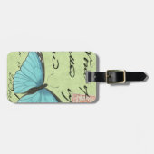 Blauwvleugelvlinder op Blauwgroen Briefkaart Bagagelabel (Voorkant horizontaal)