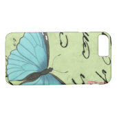 Blauwvleugelvlinder op Blauwgroen Briefkaart Case-Mate iPhone Case (Achterkant (Horizontaal))