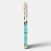 Blauwvleugelvlinder op Blauwgroen Briefkaart Case-Mate iPhone Case (Achterkant / Links)
