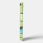 Blauwvleugelvlinder op Blauwgroen Briefkaart Case-Mate iPhone Case (Achterkant / Rechts)