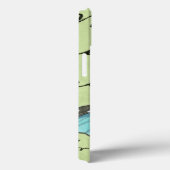 Blauwvleugelvlinder op Blauwgroen Briefkaart Case-Mate iPhone Case (Achterkant / Rechts)