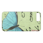 Blauwvleugelvlinder op Blauwgroen Briefkaart Case-Mate iPhone Case (Achterkant (Horizontaal))