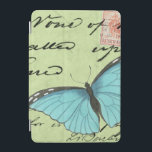Blauwvleugelvlinder op Blauwgroen Briefkaart iPad Mini Cover<br><div class="desc">Dit blauwgroen briefkaart draagt een boodschap van schoonheid. Een delicate blauwe vlinder rust op de kaart,  die enkele van het manuscript verduistert het bevat. Deze Vision Studio-afdruk zou een geweldige aanvulling zijn op uw huis!</div>