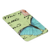 Blauwvleugelvlinder op Blauwgroen Briefkaart Magneet (Rechterzijde)