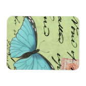 Blauwvleugelvlinder op Blauwgroen Briefkaart Magneet (Horizontaal)