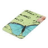 Blauwvleugelvlinder op Blauwgroen Briefkaart Magneet (Linkerzijde)