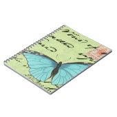 Blauwvleugelvlinder op Blauwgroen Briefkaart Notitieboek (Linkerzijde)