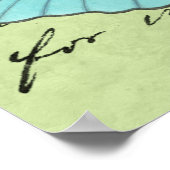 Blauwvleugelvlinder op Blauwgroen Briefkaart Poster (Hoek)