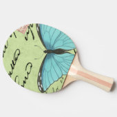 Blauwvleugelvlinder op Blauwgroen Briefkaart Tafeltennisbatje (Zijkant)