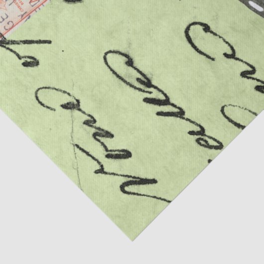 Blauwvleugelvlinder op Blauwgroen Briefkaart Tissuepapier (Detail)