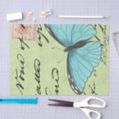 Blauwvleugelvlinder op Blauwgroen Briefkaart Tissuepapier (Craft)