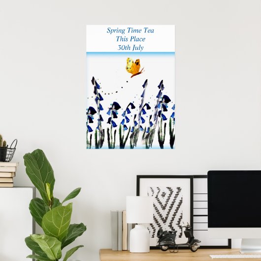 Blauwvliegers bloemen poster (Thuiskantoor)