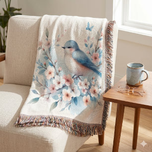 Blauwvoegel Bloesem Aquarel Sereniteit Deken
