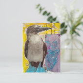Blauwvoetige vogel mixed media collage briefkaart (Staand voorkant)