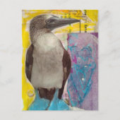 Blauwvoetige vogel mixed media collage briefkaart (Voorkant)